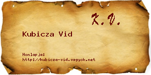 Kubicza Vid névjegykártya